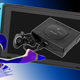 The jester-like Sega character NiGHTs flies in front of a Nintendo switch displaying a photo of the Sega Saturn and its gamepad.